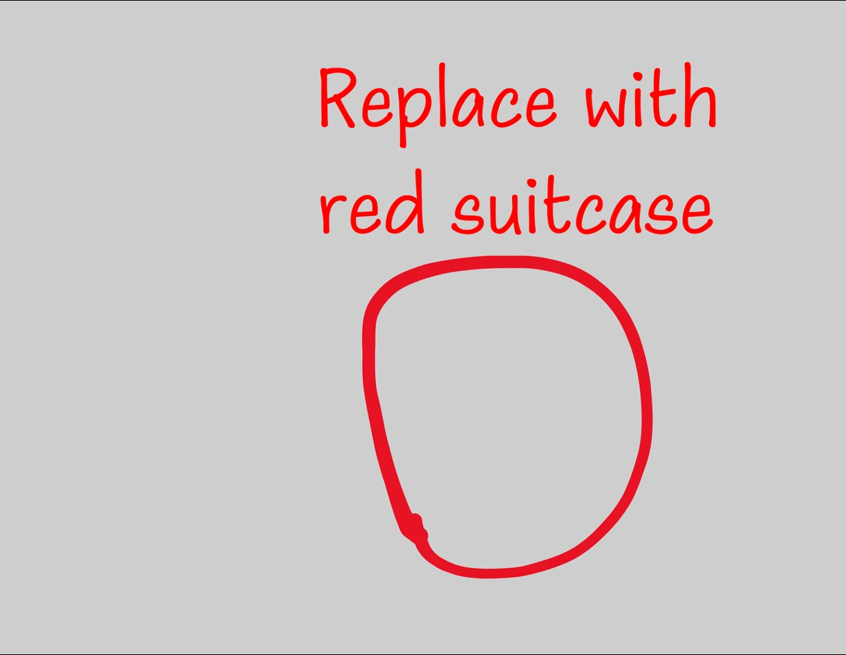 Isolated red circle and replacement note on neutral gray