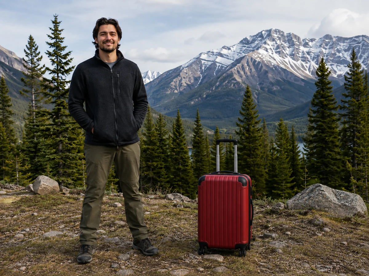 Candidate with one red suitcase